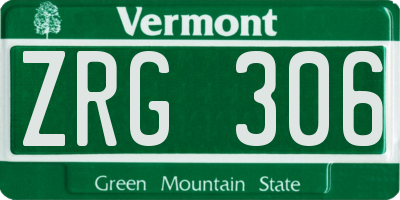 VT license plate ZRG306