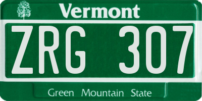 VT license plate ZRG307
