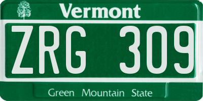 VT license plate ZRG309