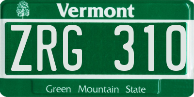 VT license plate ZRG310