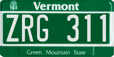 VT license plate ZRG311