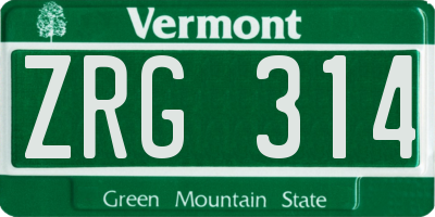 VT license plate ZRG314