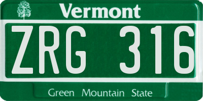 VT license plate ZRG316