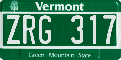 VT license plate ZRG317