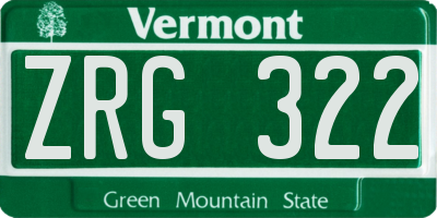 VT license plate ZRG322