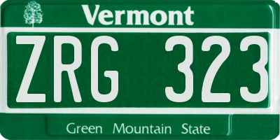 VT license plate ZRG323