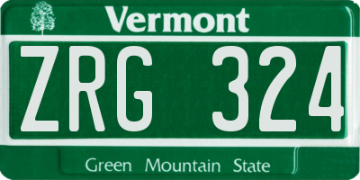 VT license plate ZRG324