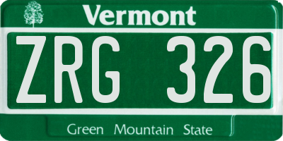 VT license plate ZRG326