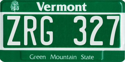 VT license plate ZRG327