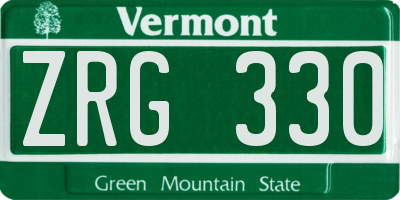 VT license plate ZRG330