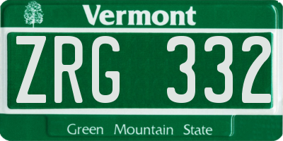 VT license plate ZRG332