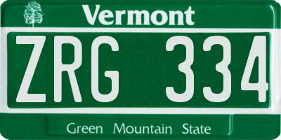 VT license plate ZRG334