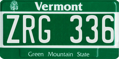 VT license plate ZRG336