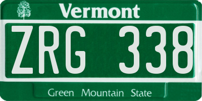 VT license plate ZRG338