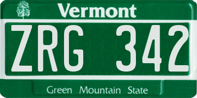 VT license plate ZRG342