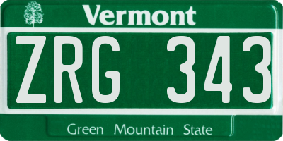 VT license plate ZRG343