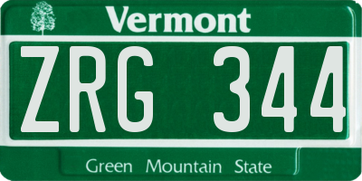 VT license plate ZRG344