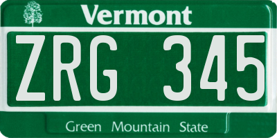 VT license plate ZRG345