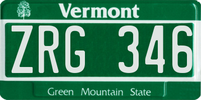 VT license plate ZRG346