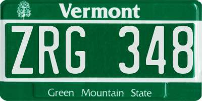 VT license plate ZRG348