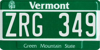 VT license plate ZRG349