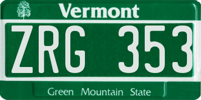 VT license plate ZRG353