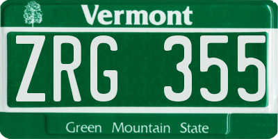 VT license plate ZRG355