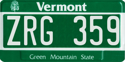 VT license plate ZRG359