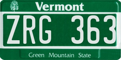 VT license plate ZRG363