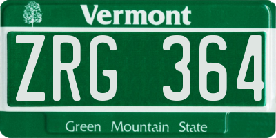 VT license plate ZRG364