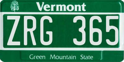 VT license plate ZRG365