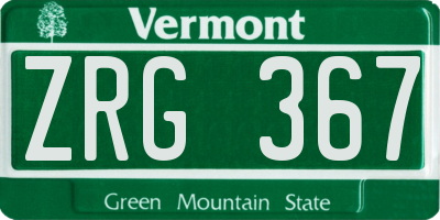 VT license plate ZRG367