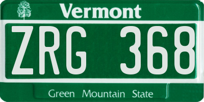VT license plate ZRG368