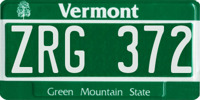 VT license plate ZRG372