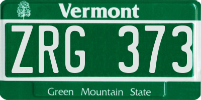 VT license plate ZRG373