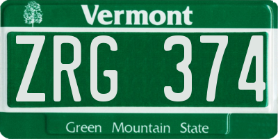 VT license plate ZRG374