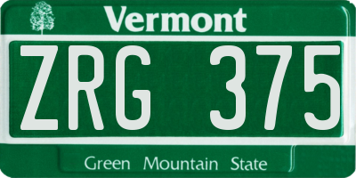 VT license plate ZRG375
