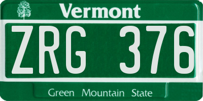 VT license plate ZRG376