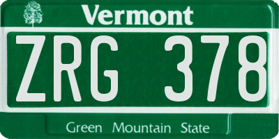 VT license plate ZRG378