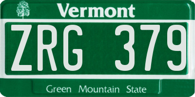 VT license plate ZRG379