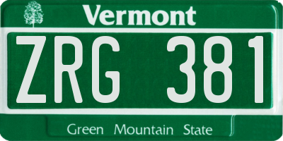 VT license plate ZRG381