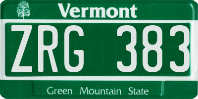 VT license plate ZRG383