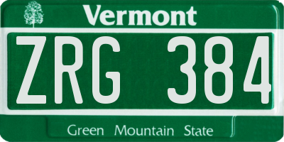 VT license plate ZRG384