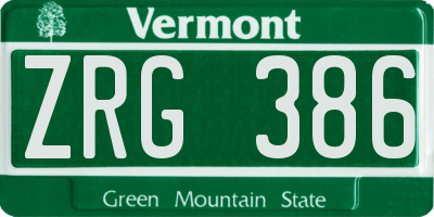 VT license plate ZRG386