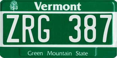 VT license plate ZRG387