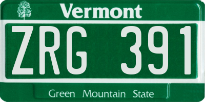 VT license plate ZRG391