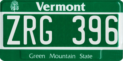 VT license plate ZRG396