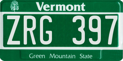 VT license plate ZRG397