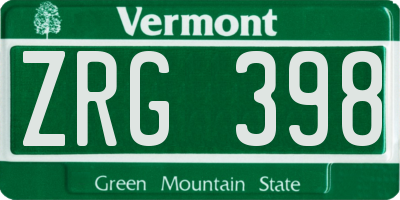 VT license plate ZRG398