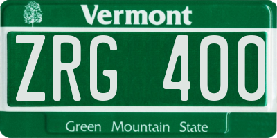 VT license plate ZRG400